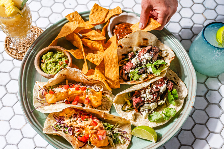 Plate of Baja Steak Tacos