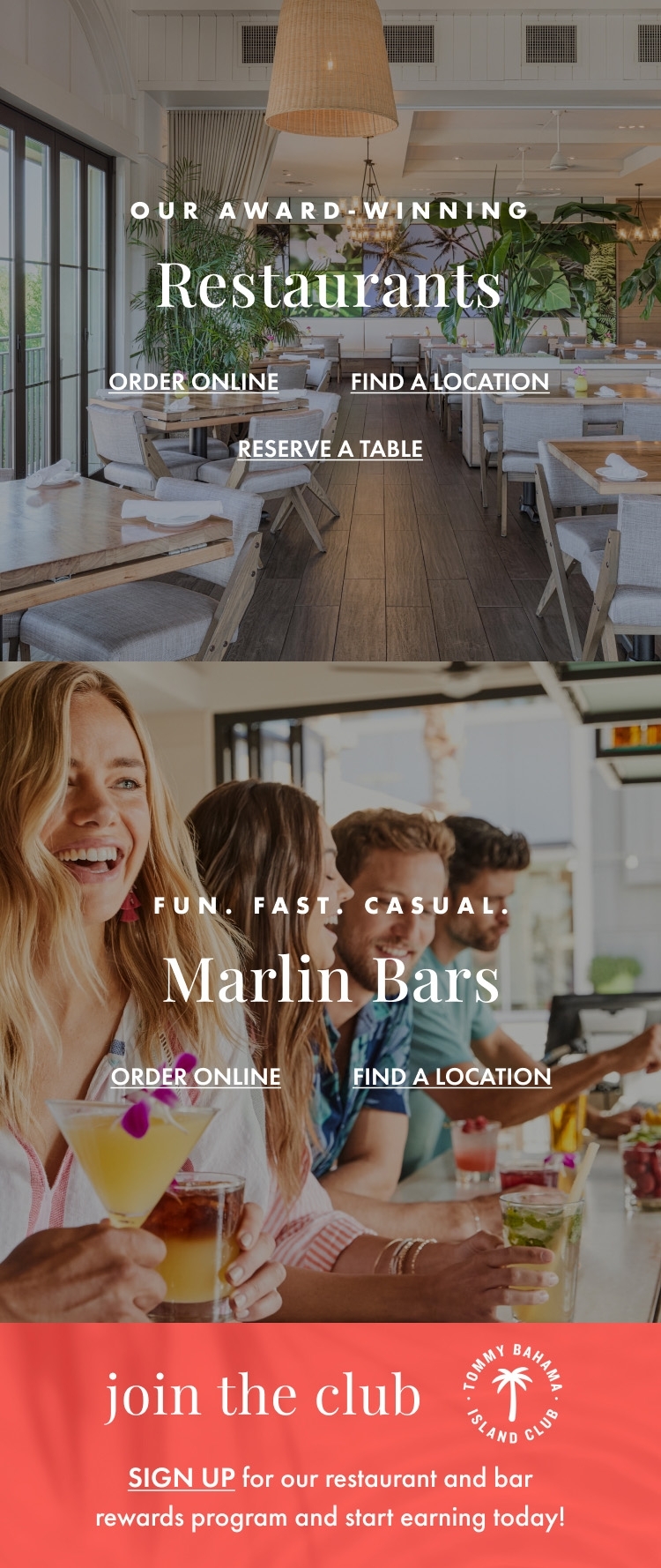 Tommy Bahama Restaurants and Marlin Bars Locations